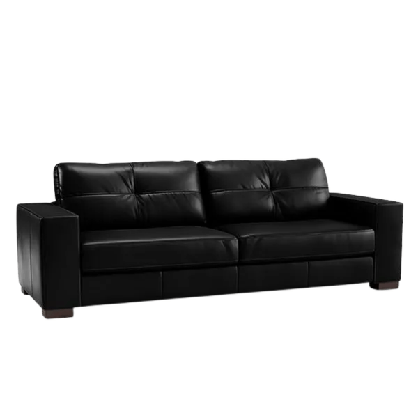 Sofa Domini 2,40m 2 Lugares Couro Legitimo Sherwood Preto principal